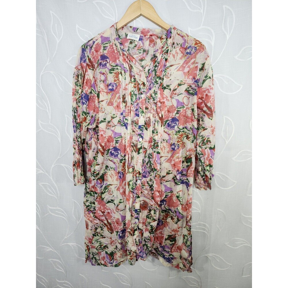 Bottega Positano Floral Dress Button Lightweight Cotton XXL Flaw